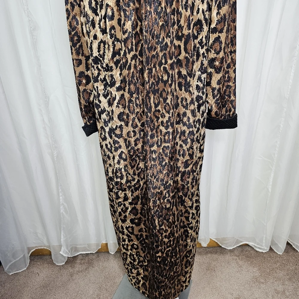 Vintage Kathleen Usherwood Leopard Print House Coat House Dress Caftan Mumu Sm
